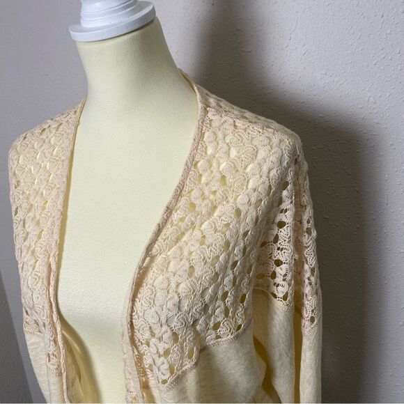 Umgee Boho Coastal Cream Open Front Crochet Knit Cardigan Women's Size Small - Picture 5 of 13